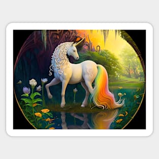 Unicorn in a Fairy Garden 2 Sticker